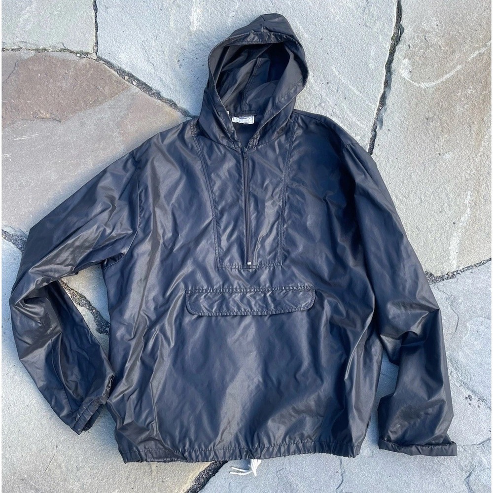 Vintage Lacoste Izod Men's‎ Anorak Windbreaker XL Black Pullover Half Zip